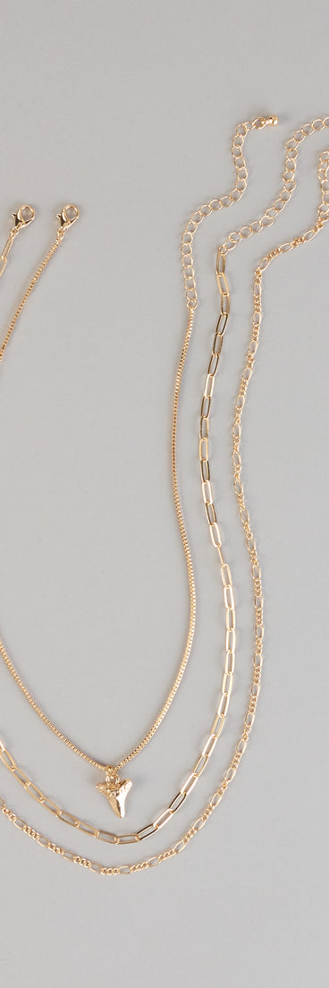 Subtle Bite Tooth Charm Three Pack Necklace Set