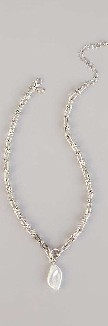 Soft Glam Statement Pearl Charm Chain Necklace