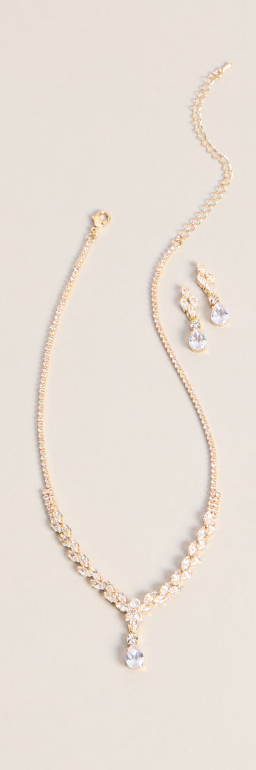 Catch The Light Rhinestone Necklace And Earrings Set