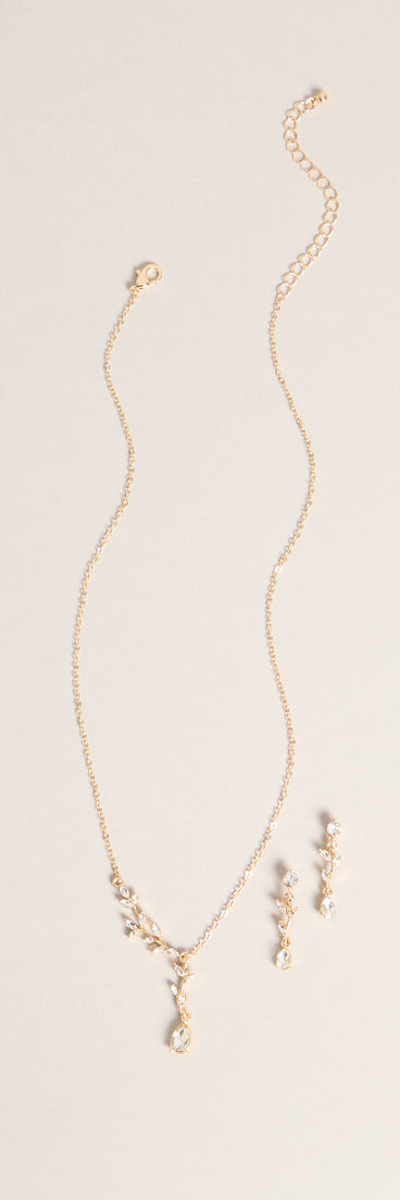Soft Shine Rhinestone Leaf Necklace And Earrings Set