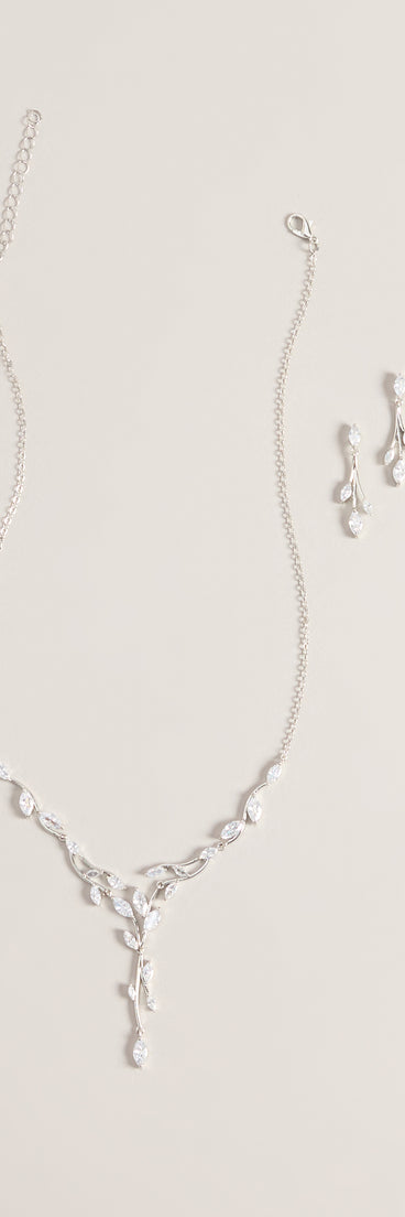 Gilded Vine Rhinestone Necklace And Earrings Set