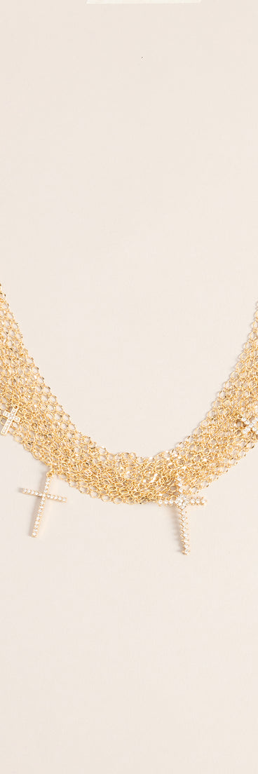 Little Bit Extra Cross Charm Layered Chain Necklace