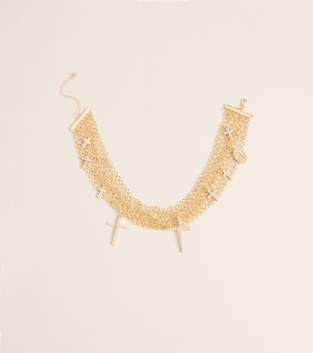 Little Bit Extra Cross Charm Layered Chain Necklace & Windsor