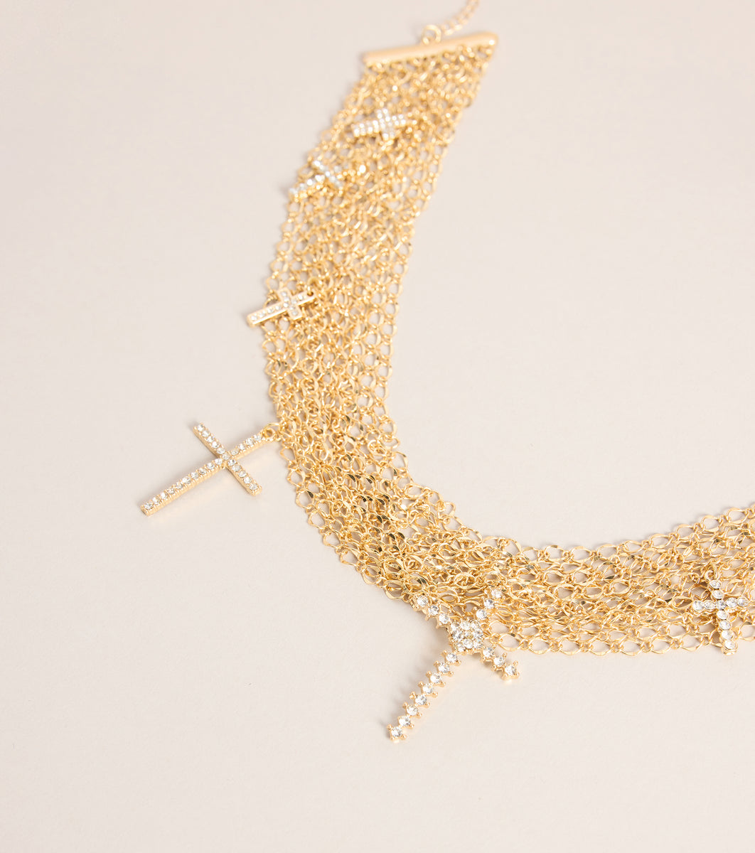 Little Bit Extra Cross Charm Layered Chain Necklace & Windsor