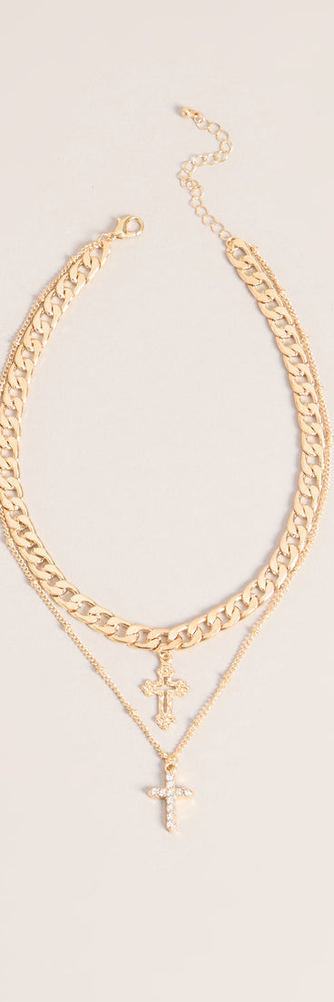 Double Take Cross Layered Necklace