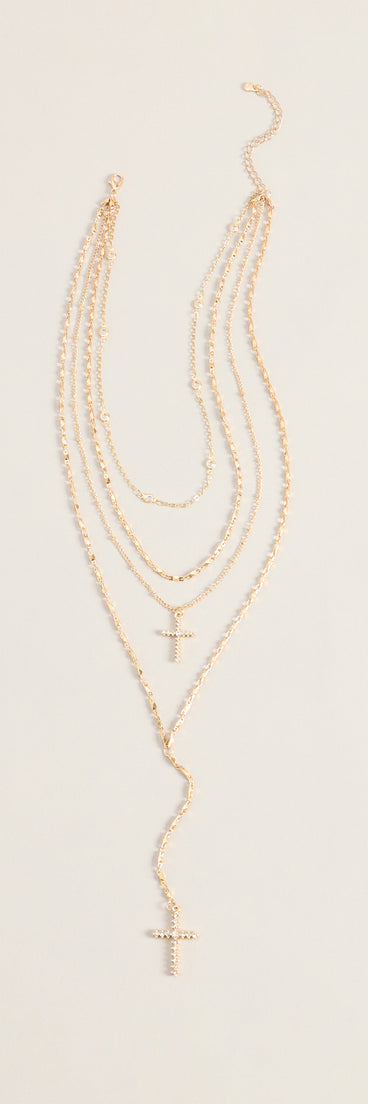 Chic And Styled Cross Charm Layered Necklace