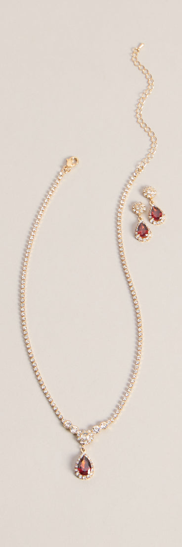 Luxe Sparkle Rhinestone Necklace And Earrings Set