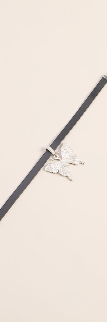 Edgy Shine Rhinestone Butterfly Choker Necklace