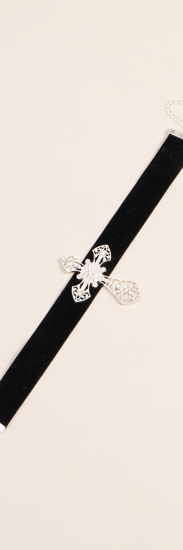 Cross My Heart Velvet Choker Necklace