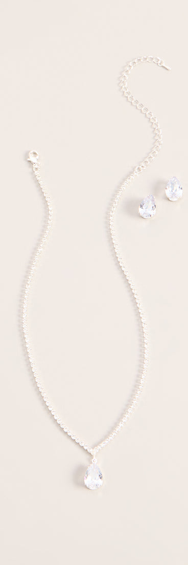 Teardrop Shine Necklace And Earrings Set