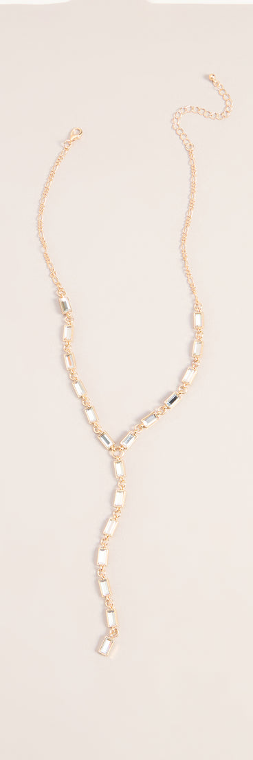Polished Glam Rhinestone Lariat Necklace