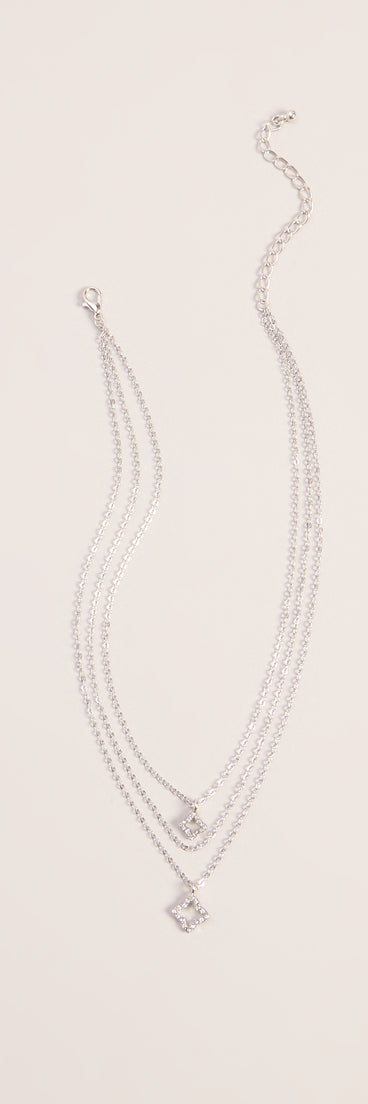 Charm Check Rhinestone Clover Necklace