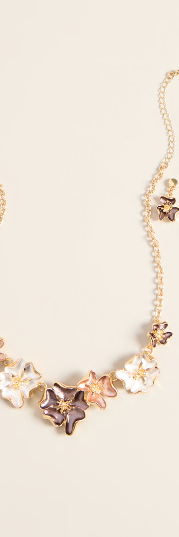 Petal Talk Floral Necklace And Earring Set