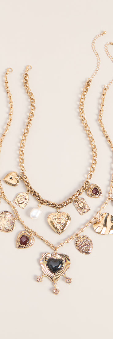 Heart List Charm Necklace Set