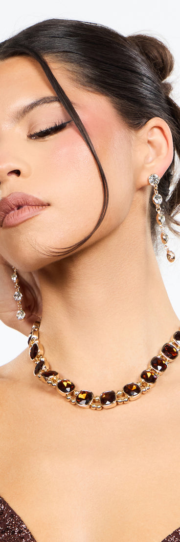 Rich Detail Gemstone Collar Necklace