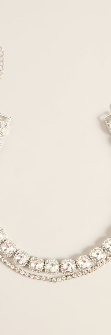 Double Take Rhinestone Statement Necklace