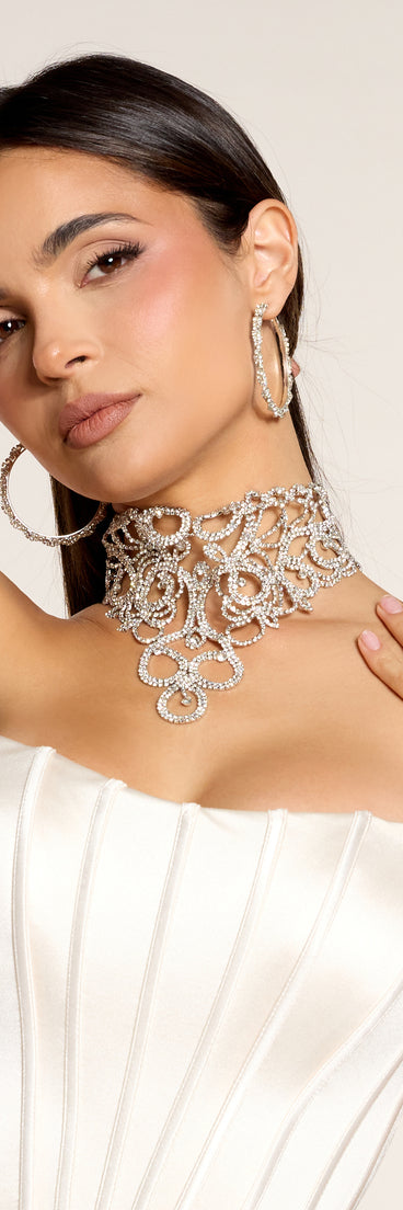 All Out Glam Rhinestone Collar Necklace
