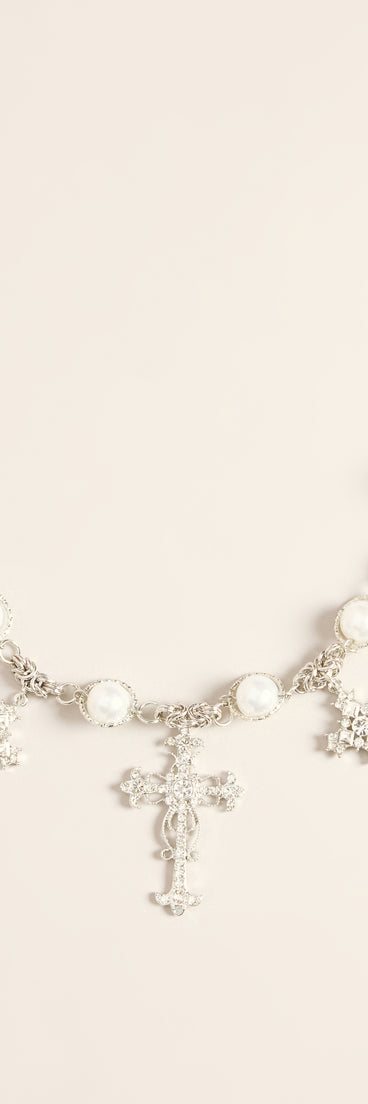 Sacred Spark Pearl Cross Necklace
