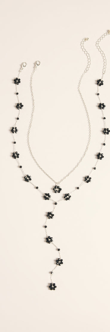 Petal Drop Floral Lariat Necklace Set