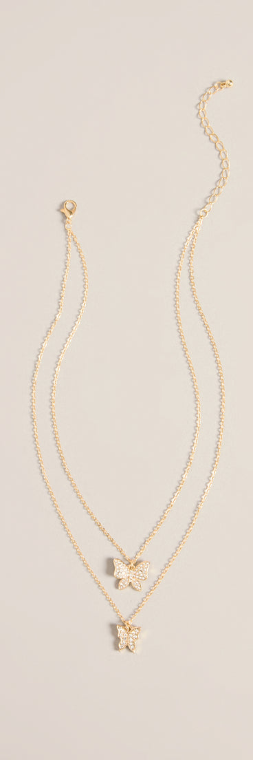 Butterfly Effect Layered Rhinestone Pendant Necklace