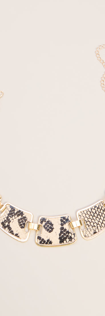 Wild Card Snake Print Statement Necklace