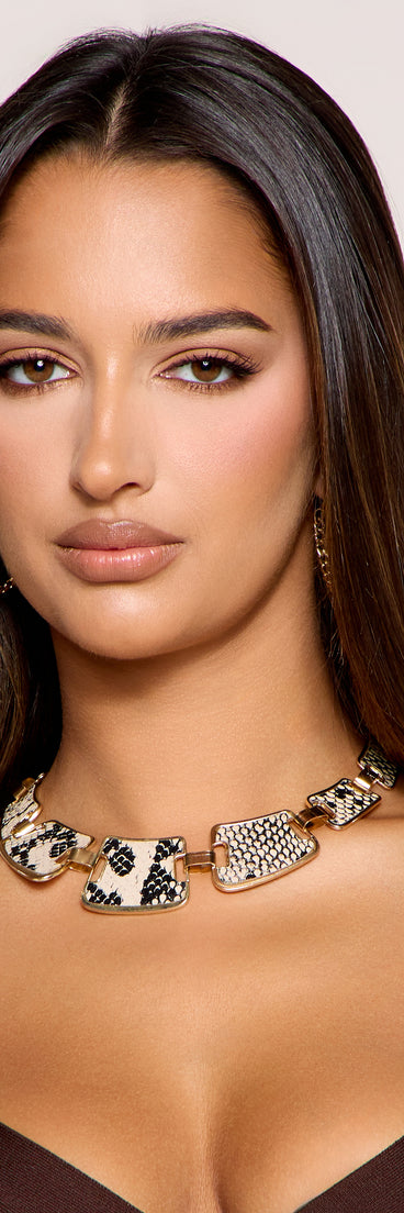 Wild Card Snake Print Statement Necklace
