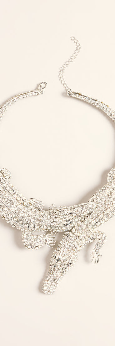 Untamed Glam Rhinestone Alligator Collar Necklace