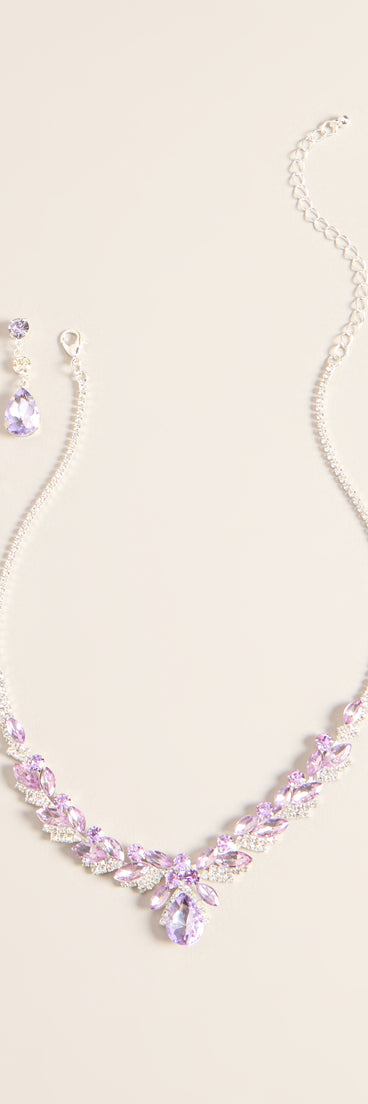 Pretty In Detail Rhinestone Necklace & Earring Set