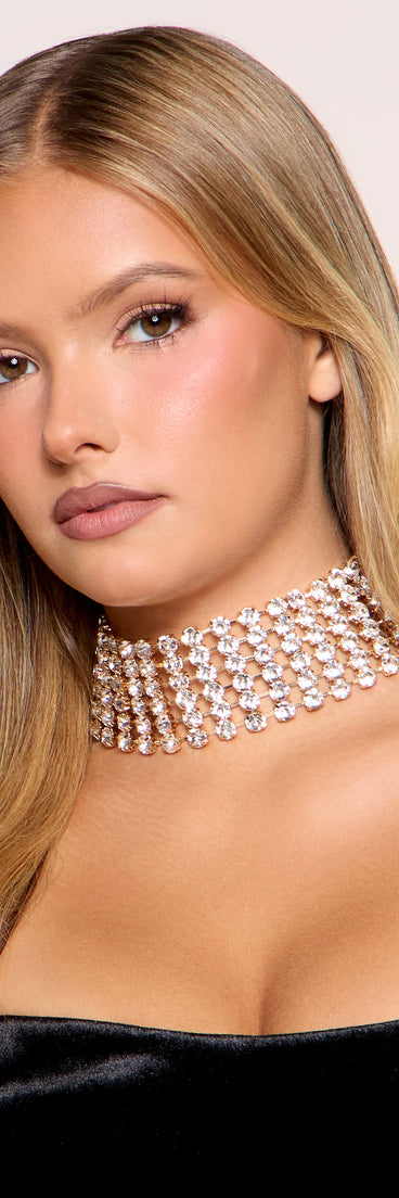 All Eyes Here Rhinestone Statement Choker Necklace