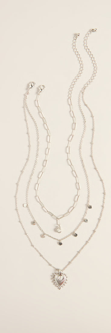 Heart On Display Layered Charm Necklace
