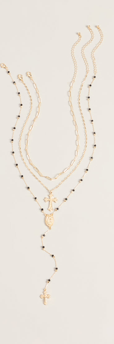 Sacred Stack Layered Cross Necklace Set