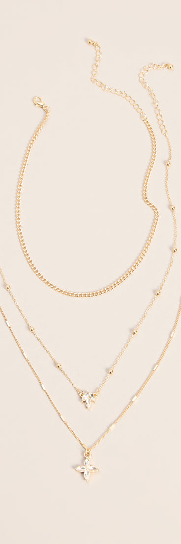 Triple Charm Layered Necklace Set