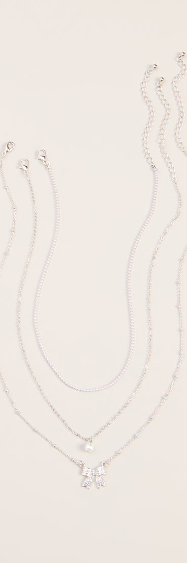 Bow On Cue Layered Charm Necklace