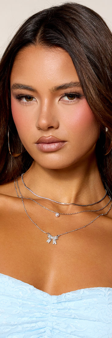 Bow On Cue Layered Charm Necklace