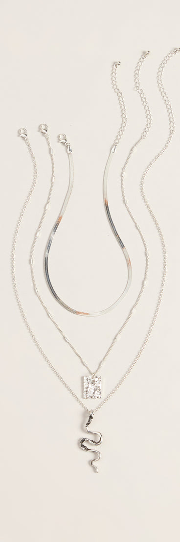 Dangerously Chic Snake Pendant Layered Necklace Set