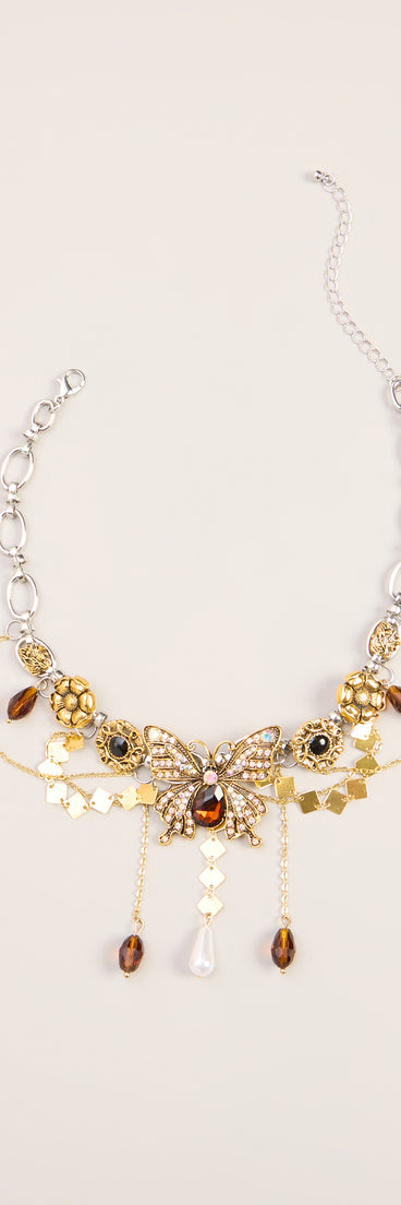 Wildly Adorned Butterfly Statement Necklace