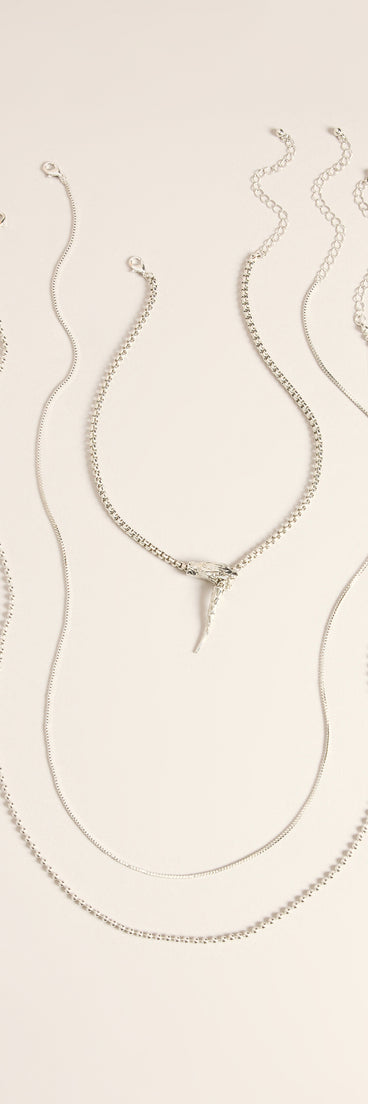 Caught In The Coil Layered Snake Necklace Set