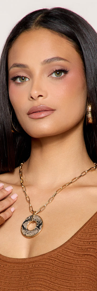 Wild Side Snake Print Pendant Necklace