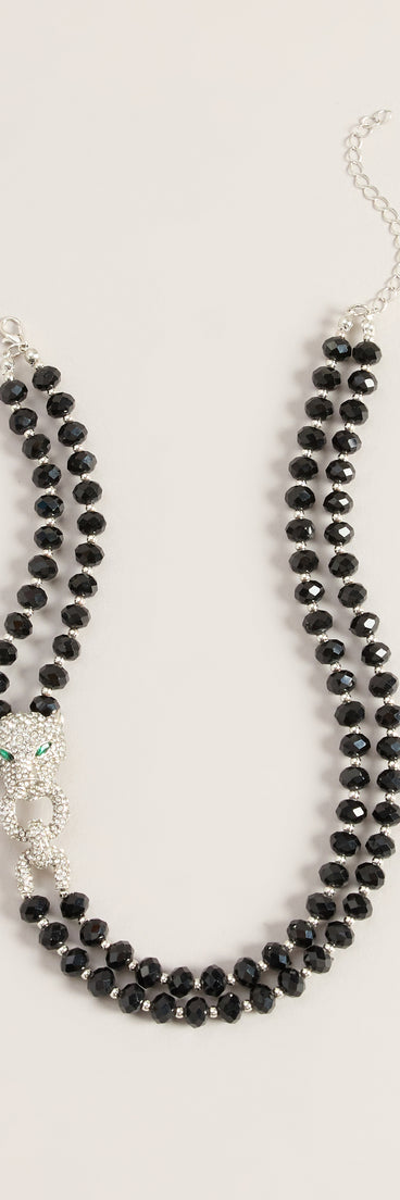 Fierce Finish Beaded Panther Necklace
