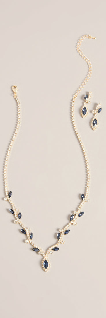 Dress to Dazzle Rhinestone Leaf Necklace & Earring Set