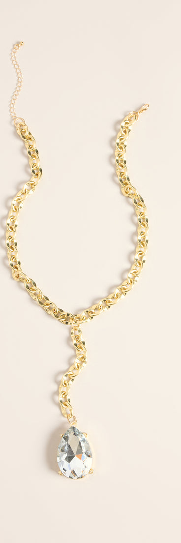 All Out Glam Teardrop Lariat Necklace