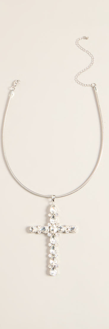Cross My Mind Rhinestone Chain Necklace