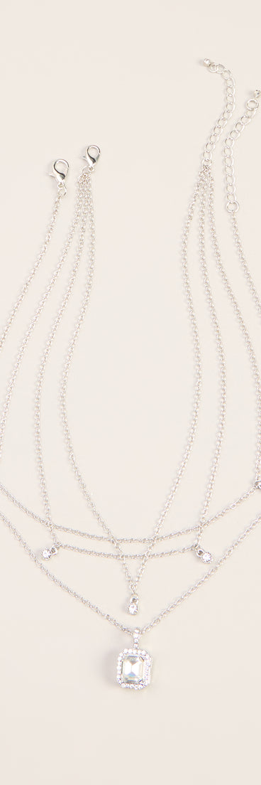 Plans in Layers Rhinestone Pendant Necklace