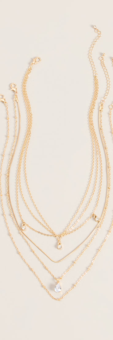 Layer It Up Rhinestone Pendant Necklace Set