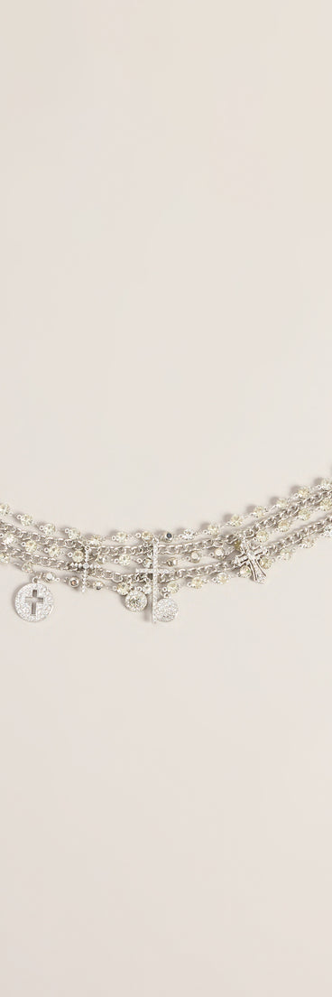 Blessed Edge Layered Cross Choker Necklace
