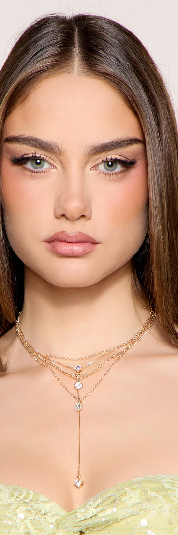 Layered To Shine Rhinestone Lariat Necklace Set