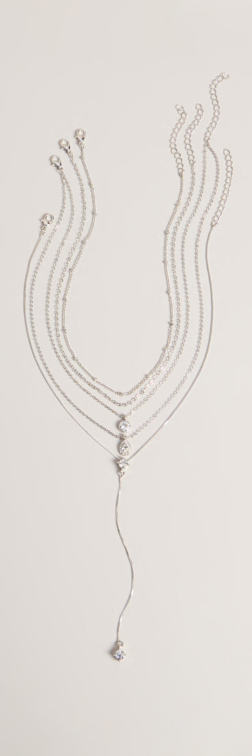 All In Layers Rhinestone Lariat Necklace Set