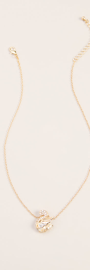Grace In Motion Rhinestone Swan Necklace