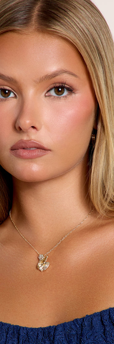 Grace In Motion Rhinestone Swan Necklace