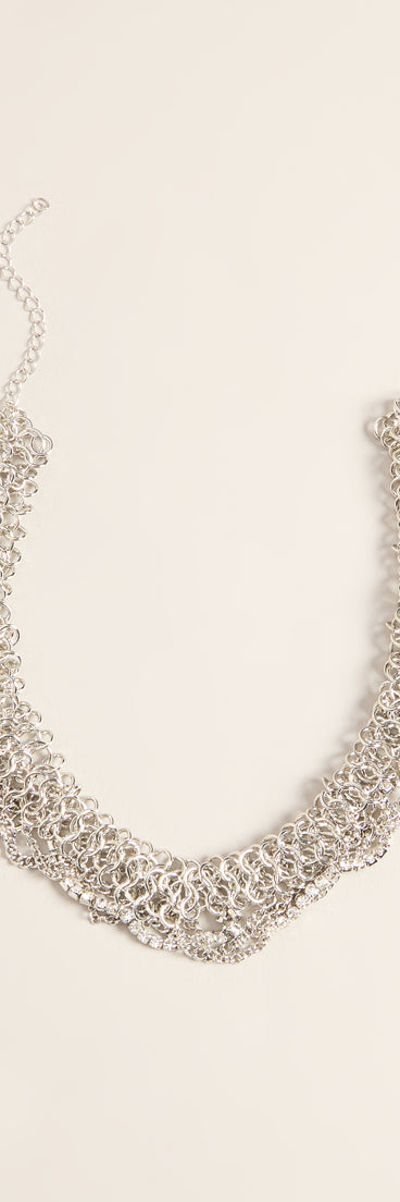 High Impact Rhinestone Chain Statement Necklace
